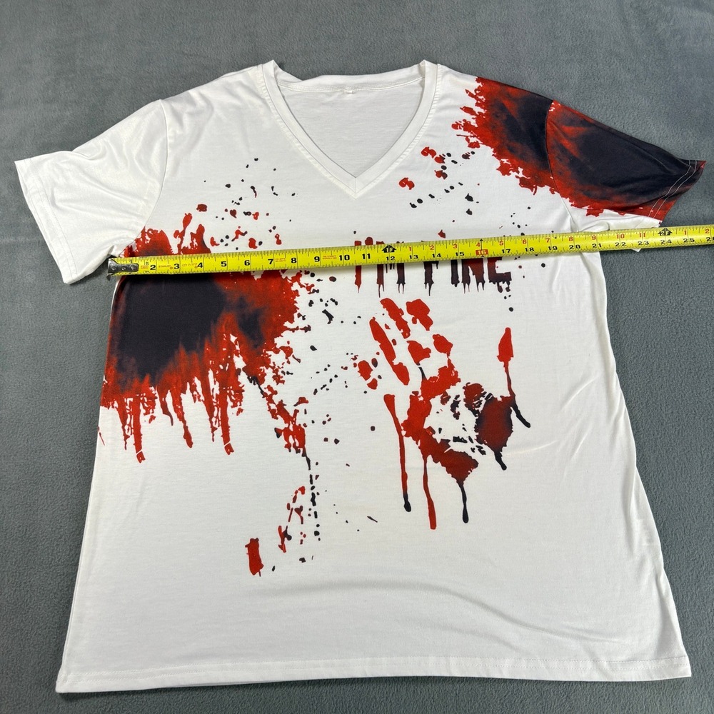 Im Fine Blood Splatter Graphic T-Shirt XL White V-Neck Halloween Horror Costume - Picture 8 of 12